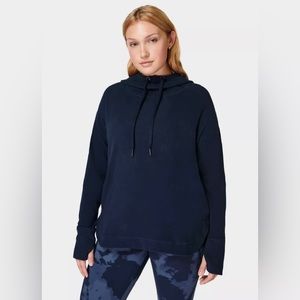 Sweaty Betty Navy Blue Sustainable Escape Luxe Fleece Hoodie Size S Small